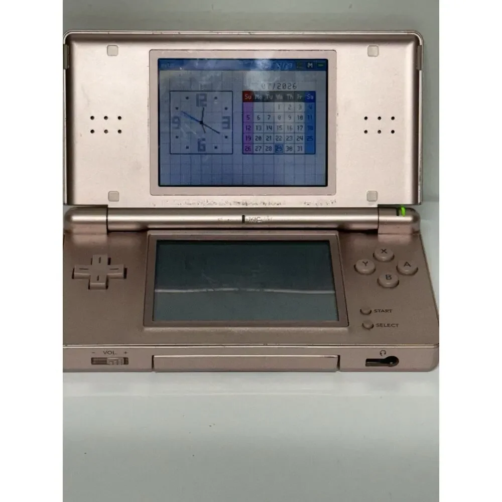 Nintendo DS Lite Metallic Rose Pink Handheld Console Tested Working w/ Charger